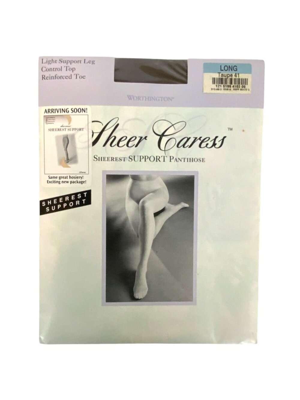 Worthington Sheer Caress Support Pantyhose Long Taupe Control Top Reinforced Toe